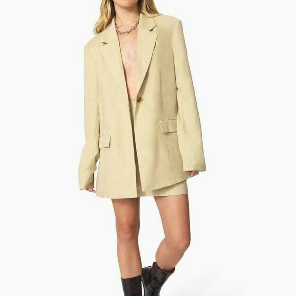 Danielle Bernstein Fall Blazer Trouser Twill Jacket‎ Desert Size XS